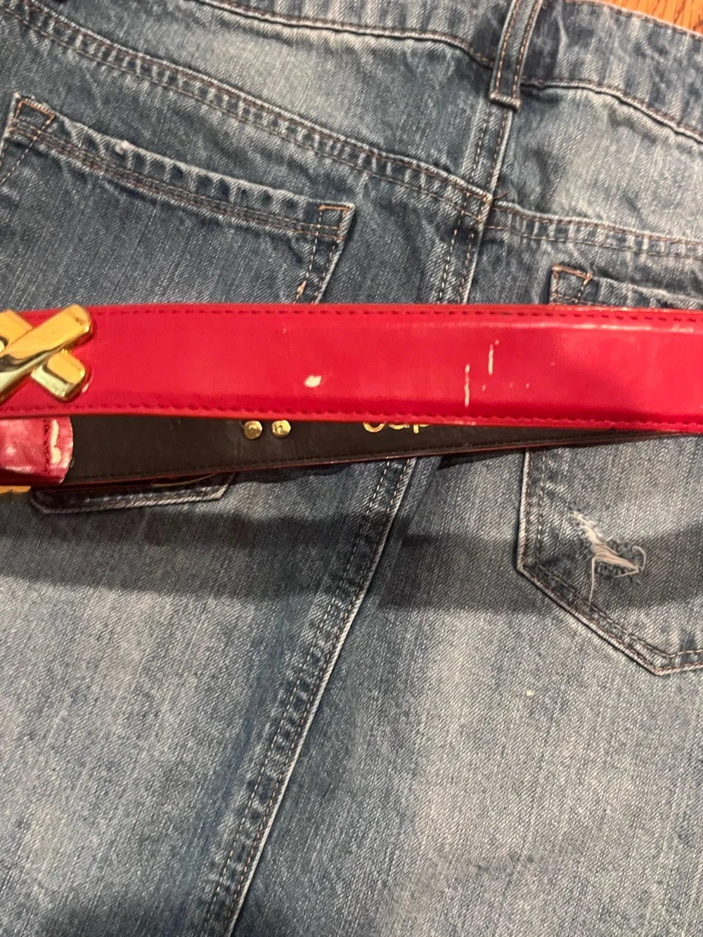 Capezio Red Belt with Gold X Accents